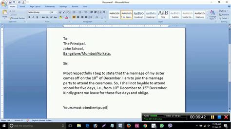 The letter should contain contact information in. How to write an application to the principal to grant ...