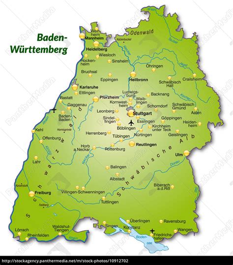 Map Of Baden Wuerttemberg As Overview Map In Green Stock Image