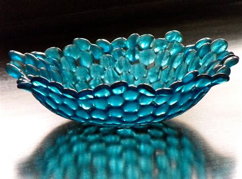 Fused Glass Bowl Optic Pod Turquoise By Biolumglass On Etsy