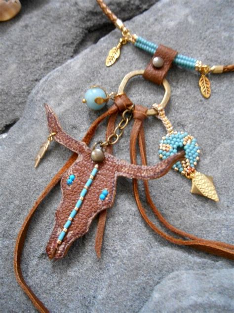 Necklace Native American Inspired Leather