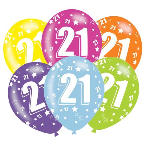 Colourful Number 21 Latex Balloons 6 Pack Big W