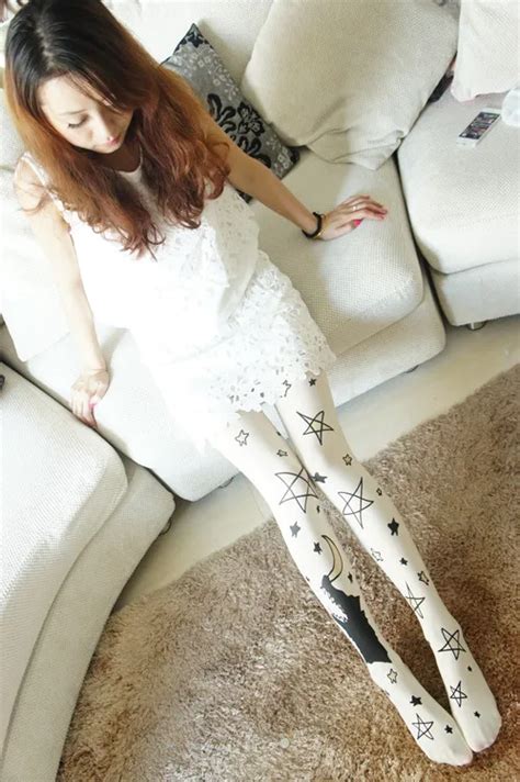 japanese harajuku spring autumn crying cat tattoo stokcing tights pantyhose for girls tight