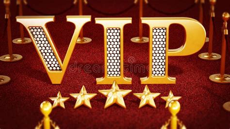 Vip Room Text And Five Stars On Red Carpet 3d Illustration Stock