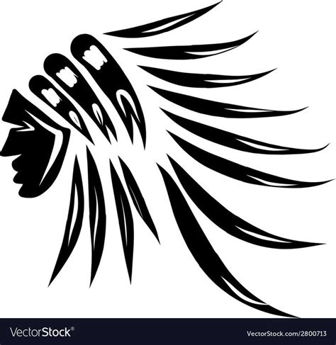 Head Of Indian Chief Black Silhouette For Your Design Vector
