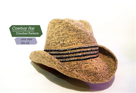 Cowboy Hat Crochet Pattern Pdf Adult Cowboy Hat Crochet Etsy
