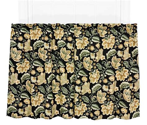 Ellis Curtain Valerie Jacobean Floral Print Tailored Tier Pair Curtains