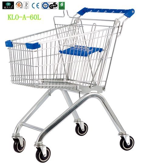 Small Portable Chrome Plated Steel Shopping Carts 60l Supermarket