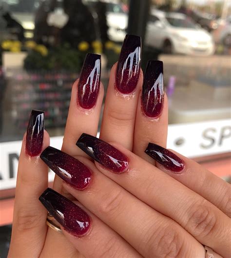 Catch Eyes With Red And Black Ombre Nails Coffin 7 Inspiring Ideas To Try Today