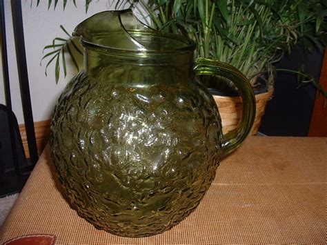 Vintage Olive Green Bubble Glass By Mysomethings On Etsy
