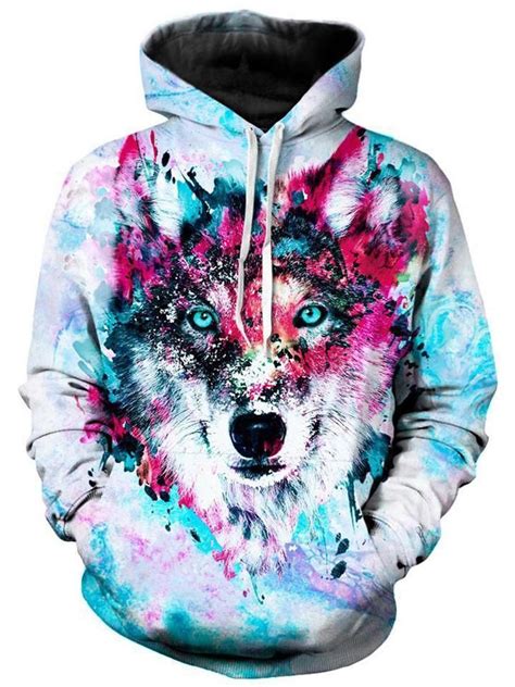 Wolf Animal Colorful Vibrant Unisex Frontback 3d Graphic Print Long