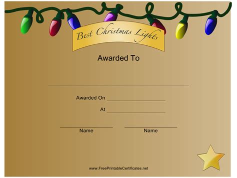 Best Christmas Lights Award Certificate Template Download Printable Pdf