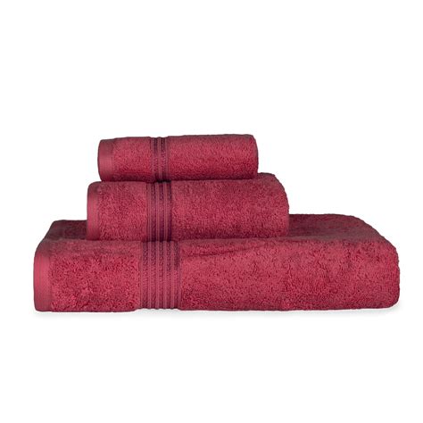 Superior Derry Solid Egyptian Cotton 3 Piece Towel Set Burgundy