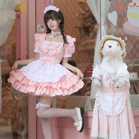 Anime French Maid Kostüm Schürze Set Dienstmädchen Cosplay Anzug Lolita
