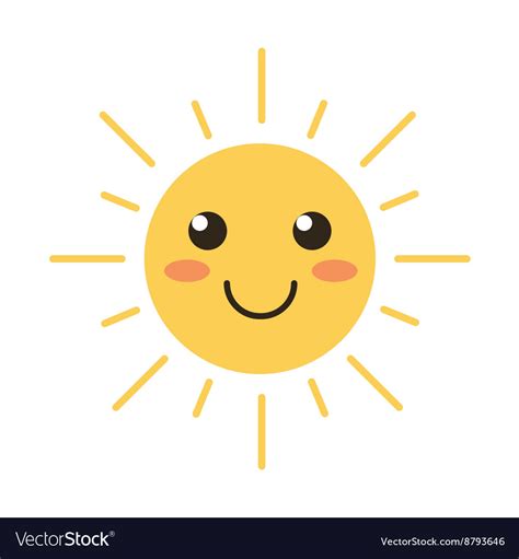 Flat Design Smiling Cartoon Sun Royalty Free Vector Image