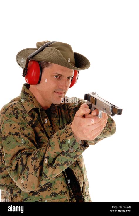 Soldier Pointing A Pistol Stock Photo Alamy