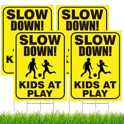 Buy Outus 4 Pieces Slow Down Kids At Play Sign With Metal Stake 12 X