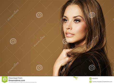 Beautiful Young Woman With Long Brown Hair Stock Image Image Of Long