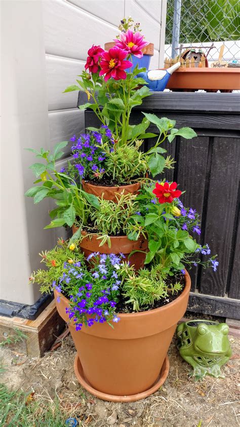 I Stacked Pots Cant Wait For Them To Bloom Gardening Garden Diy