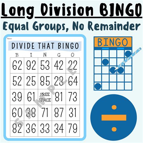 Long Divisiondividing Equal Groups No Remainders Bingo Game For K 5