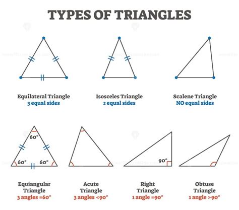 Types Of Triangles Vector Illustration Collection Vectormine