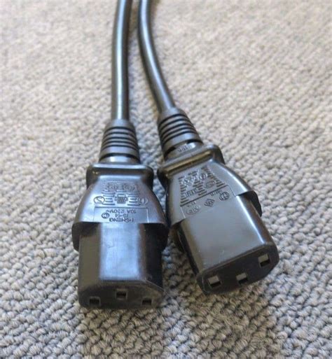 2 Meters Double Splitter Uk Mains Kettle Lead C13 To 3 Pin