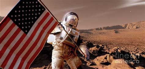 Astronaut Planting Us Flag On Mars Photograph By Detlev Van Ravenswaay