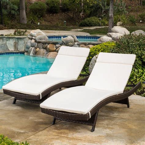 Noble House Salem Creamy White 2 Piece Deep Seating Outdoor Chaise