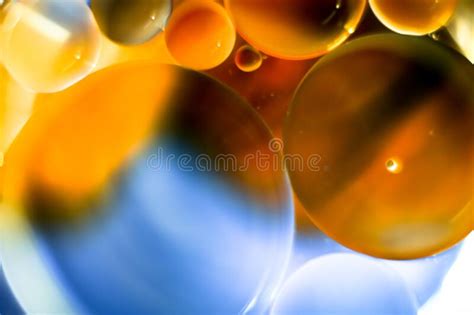 Bubble Oil Drops On The Water Surface Abstract Background Stock Photo