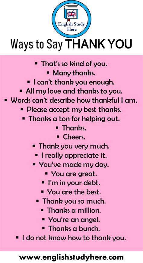 20 Different Ways To Say Thank You English Study Here