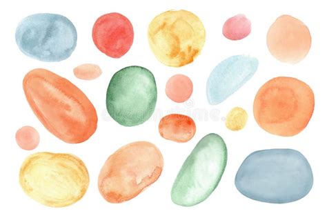 Colorful Pink Red Blue Yellow Green Watercolor Circles Dots