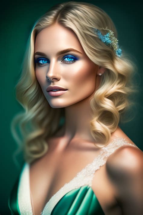 Lexica Girl Blonde Shoulder Length Hair Green Eyes European Appearance In A Wedding Dress