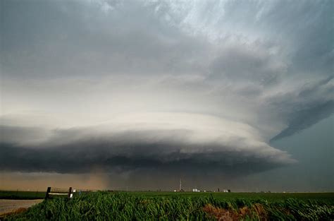 Wide Shot Of A Huge Supercell Thunderstorm Producing A Record Wide