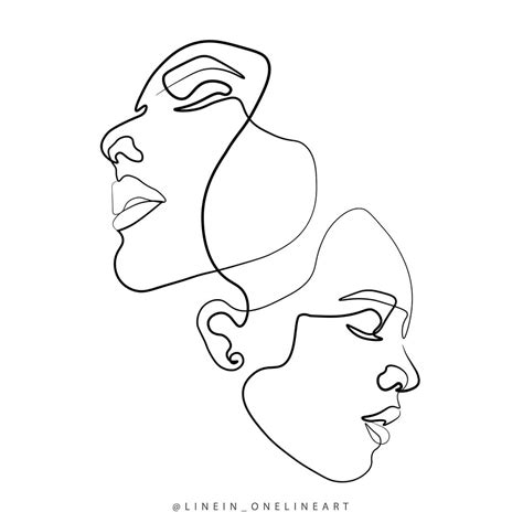 Two Woman Side Faces In Different Direction One Single Line Art Design