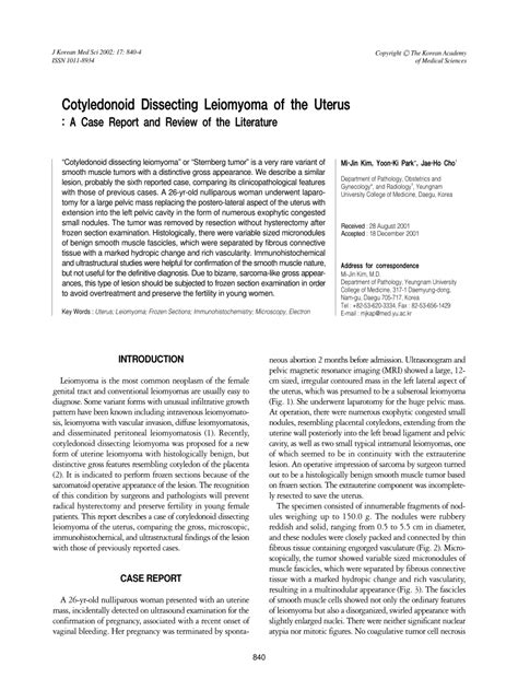 Pdf Epithelioid Cotyledonoid Dissecting Leiomyoma A Case Report And