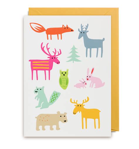 Woodland Animals Card Woodland Animals Print Patterns Animal Cards