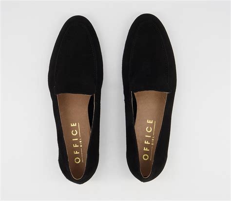 Office Fia Soft Loafers Black Suede Flat Shoes For Women