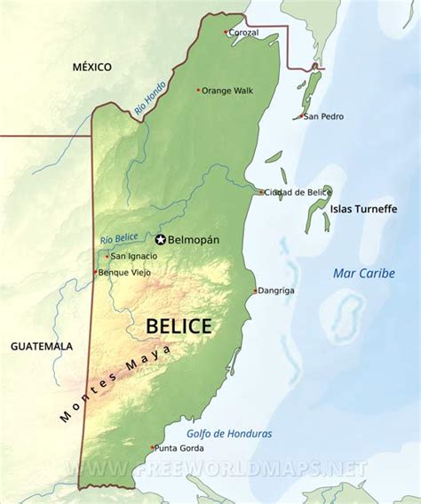 Mapa Físico De Belice Geografía De Belice