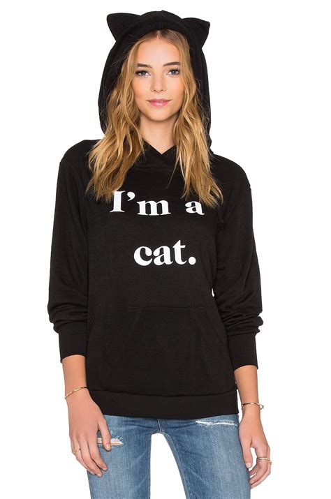 Wildfox Couture Im A Cat Hoodie In Heather Jet Black At