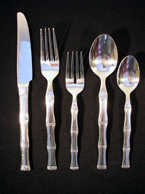 Place Set Of Cambridge Bamboo Stainless Flatware 5 Piece Cbs24