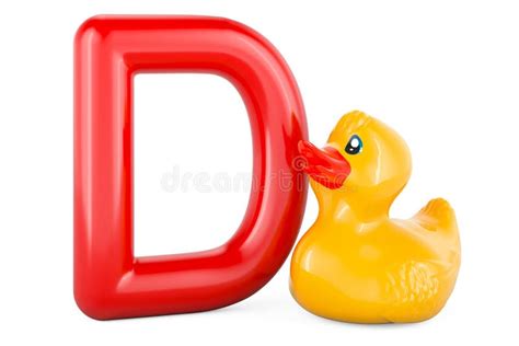 Kids Abc Letter D With Rubber Duck 3d Rendering Stock Illustration