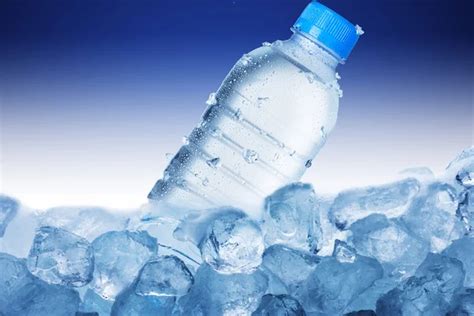 Cold Water Bottle On Ice Cubes Stock Image Everypixel