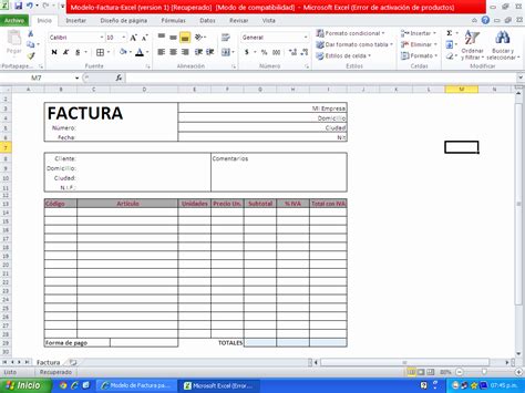 Modelos De Facturas En Excel