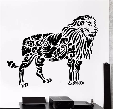 Lion Vinyl Wall Decal Lion Africa Animal Ornament Tribal Wall Art