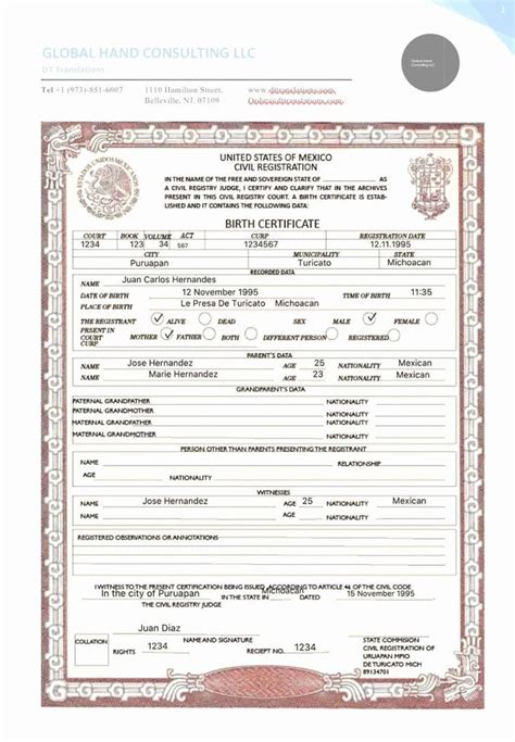 Uscis Birth Certificate Translation Template