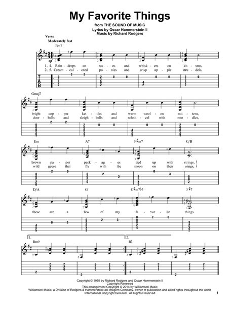 My Favorite Things By Rodgers And Hammerstein Easy Guitar Tab Guitar