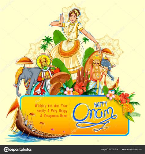 Illustration Of Colorful Background For Happy Onam Festival Of South