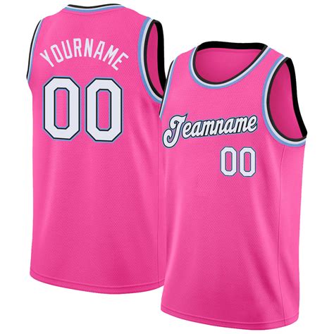 Design Team Basketball White Light Blue Rib Knit Pink Jersey On Sale