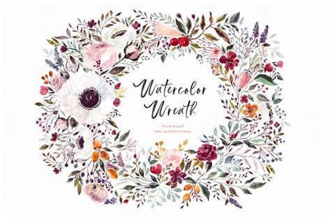 Watercolor Floral Wreath 114776 Illustrations Design Bundles