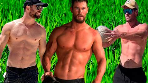 Chris Hemsworth Flaunts His Six Pack Abs And Bulging Biceps Youtube
