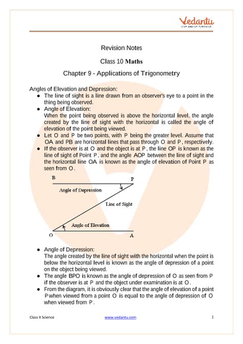 Some Applications Of Trigonometry Class 10 Notes Cbse Maths Chapter 9 Pdf